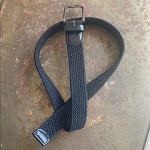 Original Penguin Black Woven Belt w/Silver Buckle HN86103 GenuineLeather S 30-32